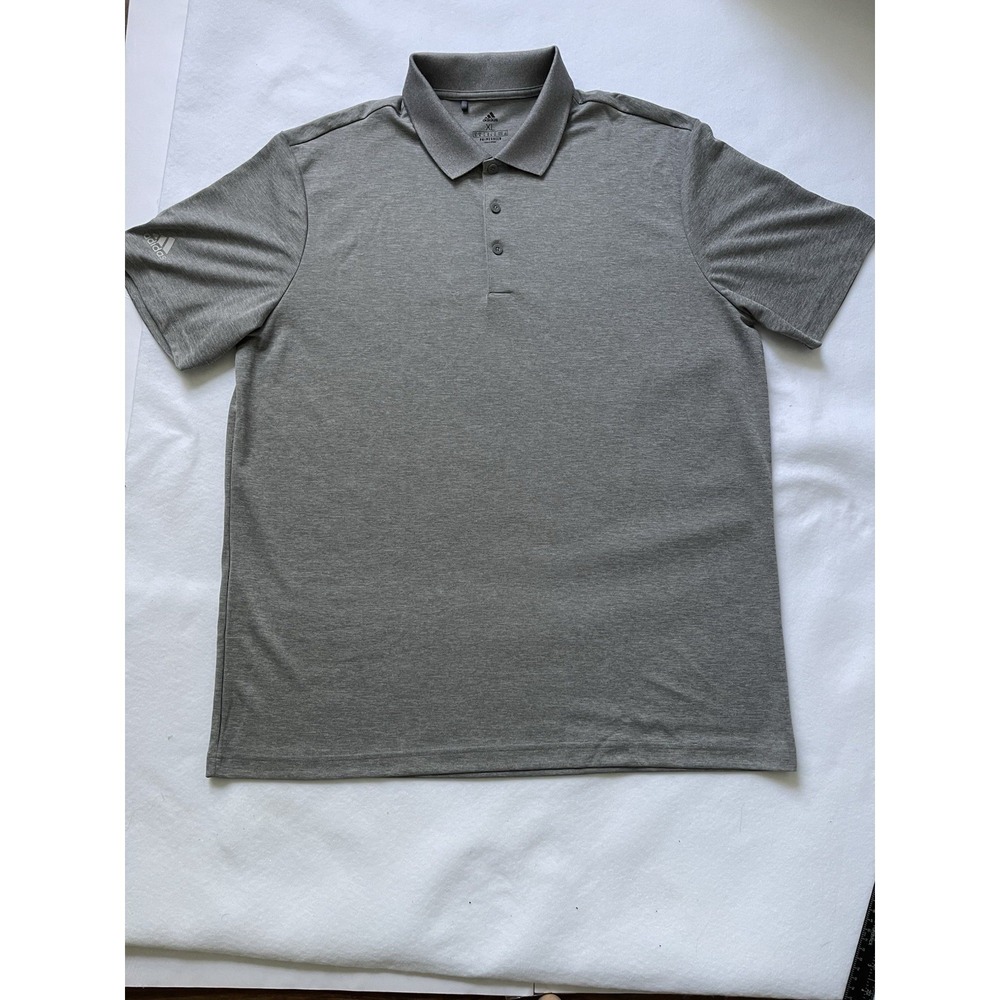 Adidas,Men's Gray Short Sleeve,Stretch/Comfort Performance,Polo Shirt,Size XL